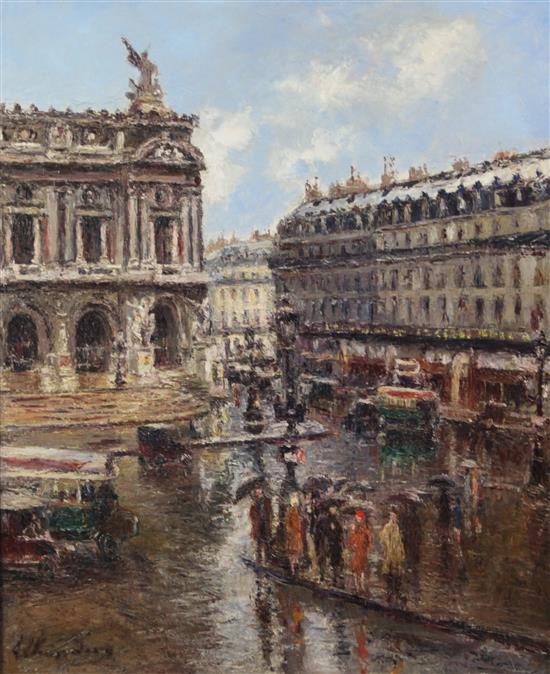 Fernand Alkan-Levy Place de lOpera, Paris, 26 x 21in.